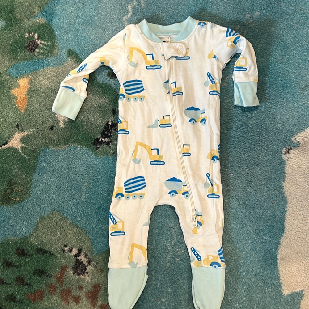 Roll over footie onesie in construction print